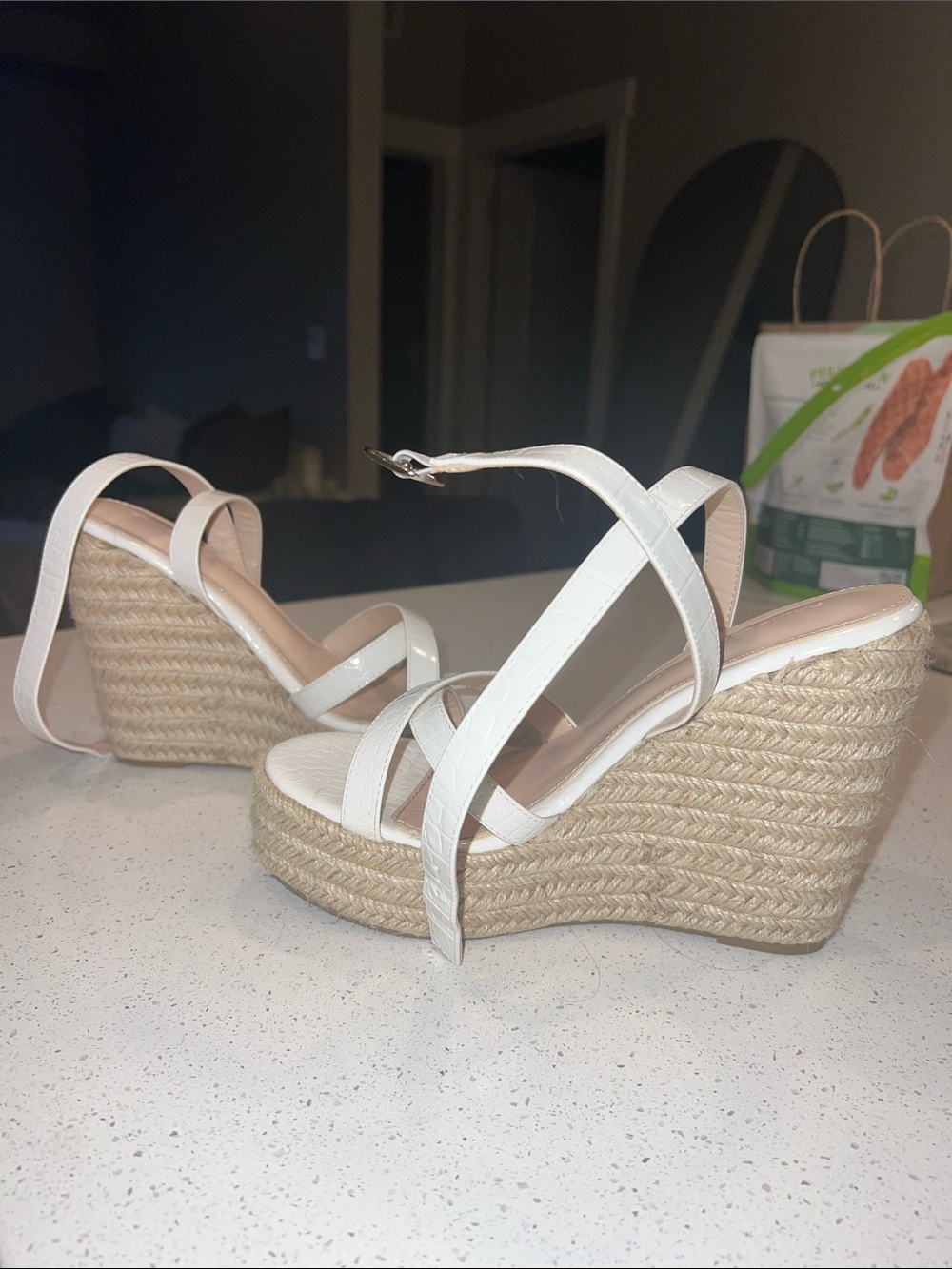 Princess Polly White Espadrille Platform Wedge Sandals
